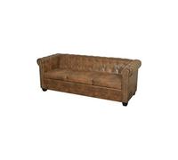 vidaXL Canapé Chesterfield 3 places Cuir artificiel Marron