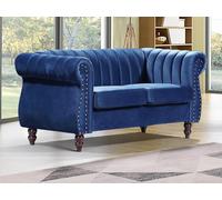 Canapé chesterfield 2 places en velours bleu roi TRUMBO