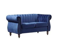 Canapé chesterfield 2 places en velours bleu roi TRUMBO