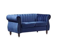 Canapé chesterfield 2 places en velours bleu roi TRUMBO