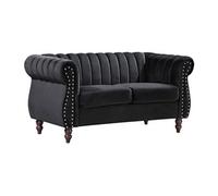 Canapé chesterfield 2 places en velours noir TRUMBO