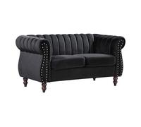 Canapé chesterfield 2 places en velours noir TRUMBO
