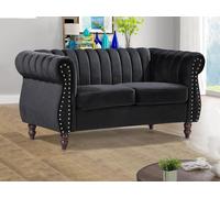 Canapé chesterfield 2 places en velours noir TRUMBO