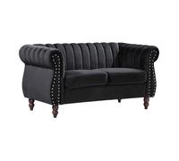 Canapé chesterfield 2 places en velours noir TRUMBO