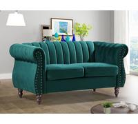Canapé chesterfield 2 places en velours vert émeraude TRUMBO