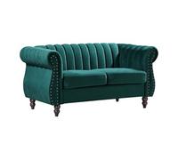 Canapé chesterfield 2 places en velours vert émeraude TRUMBO