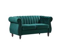 Canapé chesterfield 2 places en velours vert émeraude TRUMBO
