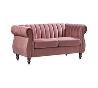 Canapé chesterfield 2 places en velours vieux rose TRUMBO