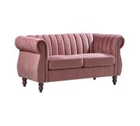 Canapé chesterfield 2 places en velours vieux rose TRUMBO