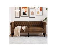 Canapé Chesterfield 2 places marron tissu