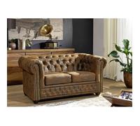 MASSIVMOEBEL24.DE Canapé 148x86 100% Polyester Brun 2 Places Chesterfield