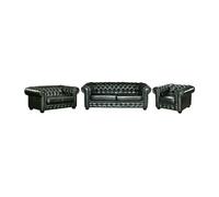 Canapé chesterfield 3+2+1 places BRENTON 100% cuir de buffle - Vert Empire