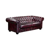 Canapé chesterfield 3 places BRENTON 100% cuir de buffle - Bordeaux