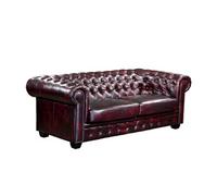 Canapé chesterfield 3 places BRENTON 100% cuir de buffle - Bordeaux