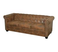 vidaXL Canapé Chesterfield 3 places Cuir artificiel Marron