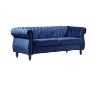 Canapé chesterfield 3 places en velours bleu roi TRUMBO