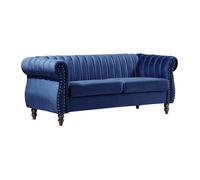 Canapé chesterfield 3 places en velours bleu roi TRUMBO