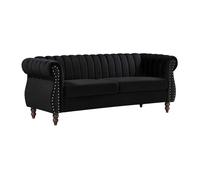 Canapé chesterfield 3 places en velours noir TRUMBO