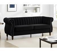 Canapé chesterfield 3 places en velours noir TRUMBO
