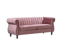 Canapé chesterfield 3 places en velours vieux rose TRUMBO