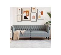 vidaXL Canapé Chesterfield 3 places Chaise avec accoudoirs, dossier et pieds Tissu gris clair