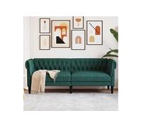 Canapé Chesterfield 3 places vert foncé tissu