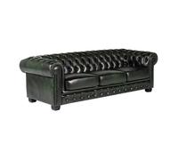 Canapé chesterfield 4 places BRENTON 100% cuir de buffle - Vert empire