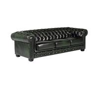 Canapé chesterfield 4 places BRENTON 100% cuir de buffle - Vert empire