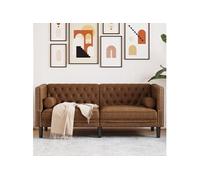vidaXL Canapé Chesterfield 2 places simili-cuir daim avec traversins