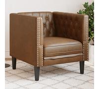 vidaXL Fauteuil Chesterfield marron similicuir daim, chaise de canapé, canapé simple, fauteuil de baignoire, fauteuil, 372682