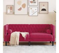 Vidaxl Canapé Chesterfield Avec Traversins 3 Places Velours