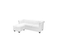 Canapé Chesterfield en Forme de L Cuir Synthétique Blanc Meuble Salon vidaXL