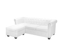 Canapé Chesterfield En Forme De L Cuir Synthétique Blanc Blanc