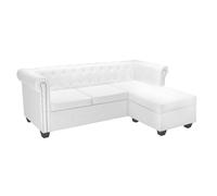 Canapé Chesterfield En Forme De L Cuir Synthétique Blanc Blanc