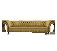 Canapé Chesterfield jaune foncé Designer quatre places Canapé rembourré noble