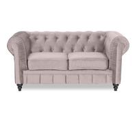 Canapé Chesterfield Velours 2 Places Altesse Taupe