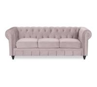 Canape Chesterfield Velours 3 Places Altesse Taupe