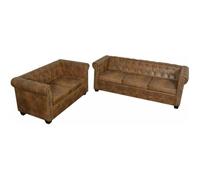 Canapé Chesterfield - vidaXL - 2 et 3 places - Cuir artificiel - Marron - Élégance Chic