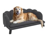 Canapé chien chat - PawHut - design contemporain coquillage - coussin moelleux - velours - 98 x 60 x 35 cm - gris