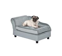 PawHut Canapé Chien Chat Bleu avec Coffre Rangement Coussin Amovible Confort Supérieur 76x45x41,5cm | Aosom France