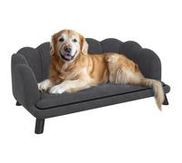Canapé Chien Lit Pour Chien Chat Design Contemporain Coquillage Dim. 98l X 60l X 35h Cm Coussin Moelleux Velours Gris