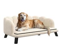Canapé Chien Lit Pour Chien Chat Design Contemporain Coquillage Dim. 98l X 60l X 35h Cm Coussin Moelleux Velours Crème