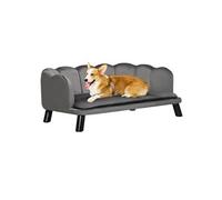 Canapé chien lit pour chien chat design contemporain coquillage dim. 98L x 60l x 35H cm coussin moelleux velours gris