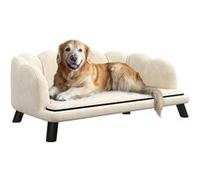 Canapé chien lit pour chien chat design contemporain coquillage dim. 98L x 60l x 35H cm coussin moelleux velours crème Crème G