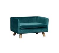 PawHut Canapé Chien lit pour Chien Design scandinave Coussin Moelleux Pieds Bois Massif dim. 64 x 45 x 36 cm Velours Bleu Canard