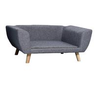 PawHut Canapé Chien lit pour Chien Design scandinave Coussin Moelleux Pieds Bois Massif dim. 87 x 61 x 36 cm Polyester Gris