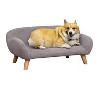 Canapé chien lit pour chien design scandinave déhoussable dim. 72L x 44l x 31H cm pieds bois tissu polyester gris