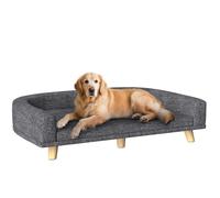 PawHut Canapé Chien, Lit pour Chien avec Coussin Déhoussable et Housse Lavable, Design Scandinave en Tissu Polyester avec Pieds en Bois, 98 x 67 x 25 cm, Gris Foncé