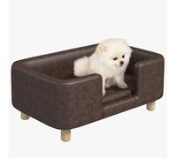 Canapé chien - PawHut - lit pour chat avec rebord coussin moelleux pieds bois massif - micro-fibre - 74x48,5x31cm - chocolat