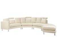 Canapé Circulaire en Tissu Métal et Bois Beige et Argenté Housses Amovibles Rotu